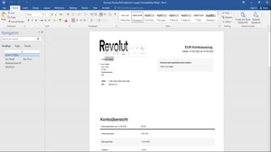 GERMANY REVOLUT EUR BANK STATEMENT TEMPLATE IN WORD AND PDF 