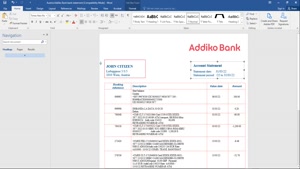 AUSTRIA ADDIKO BANK STATEMENT TEMPLATE IN WORD AND PDF FORMA