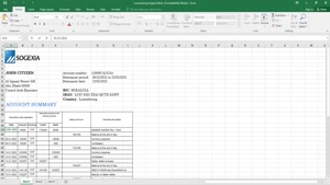 LUXEMBOURG SOGEXIA BANK STATEMENT TEMPLATE IN EXCEL AND PDF 