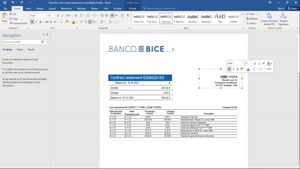 CHILE BANCO BICE BANK STATEMENT TEMPLATE IN WORD AND PDF FOR