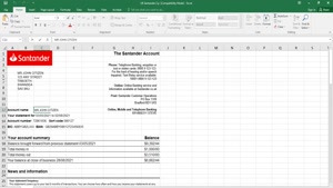 UNITED KINGDOM SANTANDER BANK STATEMENT TEMPLATE 