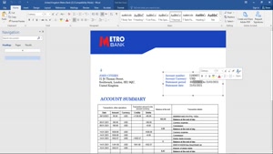 UNITED KINGDOM METRO BANK STATEMENT TEMPLATE IN WORD AND PDF