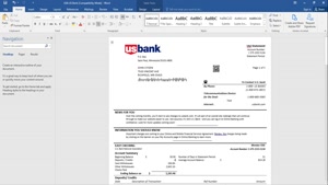 USA U.S. BANK STATEMENT TEMPLATE IN WORD AND PDF FORMAT (3 P