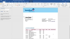 VIETNAM VIETINBANK BANK PROOF OF ADDRESS STATEMENT TEMPLATE 