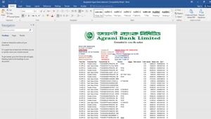 BANGLADESH AGRANI BANK STATEMENT, WORD AND PDF TEMPLATE