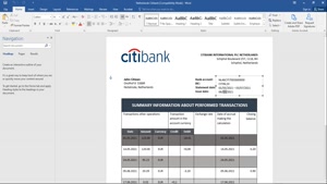 NETHERLANDS CITIBANK BANK STATEMENT TEMPLATE IN .DOC AND .PD