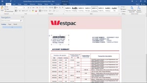 AUSTRALIA WESTPAC BANK STATEMENT TEMPLATE IN WORD AND PDF FO