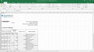 TANZANIA ACCESS BANK STATEMENT, EXCEL AND PDF TEMPLATE