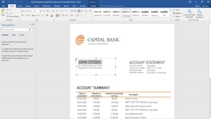 NORTH MACEDONIA CAPITAL BANK BANK STATEMENT TEMPLATE IN WORD