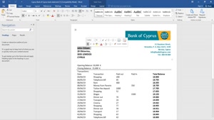 CYPRUS BANK OF CYPRUS PROOF OF ADDRESS BANK STATEMENT 