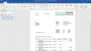 SWITZERLAND MIGROSBANK BANK STATEMENT, WORD AND PDF TEMPLATE