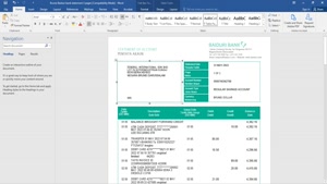 BRUNEI BAIDURI BANK STATEMENT, WORD AND PDF TEMPLATE, 3 PAGE