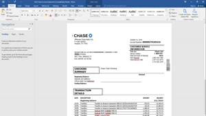 USA CHASE ACCOUNT STATEMENT TEMPLATE IN WORD AND PDF FORMAT,