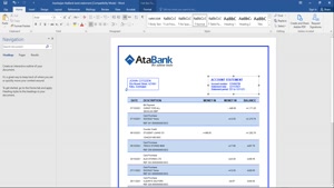 AZERBAIJAN ATABANK BANK STATEMENT TEMPLATE IN WORD AND PDF F