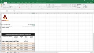 SOMALIA AMANA BANK STATEMENT, EXCEL AND PDF TEMPLATE