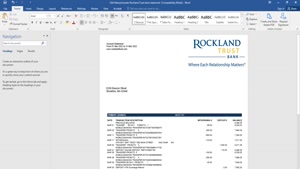 USA MASSACHUSETTS ROCKLAND TRUST BANK STATEMENT WORD AND PDF