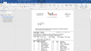 USA TCF BANK STATEMENT, WORD AND PDF TEMPLATE, 3 PAGES