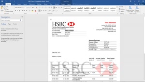 FRANCE HSBC BANK STATEMENT TEMPLATE IN .DOC AND .PDF FORMAT