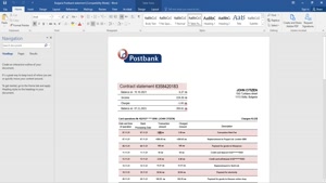 BULGARIA POSTBANK BANK PROOF OF ADDRES STATEMENT TEMPLATE IN