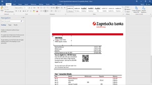 CROATIA ZAGREBAČKA BANK STATEMENT TEMPLATE IN WORD AND PDF F