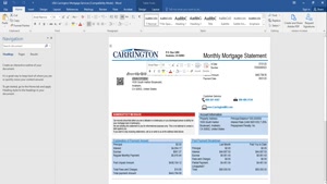USA CARRINGTON MORTGAGE SERVICES BANK STATEMENT TEMPLATE IN 
