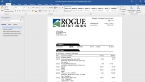 USA OREGON ROGUE BANK STATEMENT, WORD AND PDF TEMPLATE