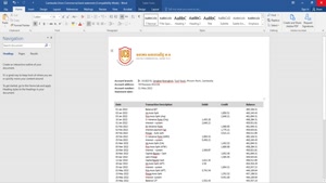 CAMEROON AFRILAND FIRST BANK STATEMENT WORD AND PDF TEMPLATE