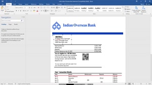 INDIA INDIAN OVERSEAS BANK STATEMENT TEMPLATE IN WORD AND PD