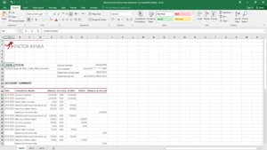 SLOVENIA FACTOR BANKA BANK STATEMENT, EXCEL AND PDF TEMPLATE