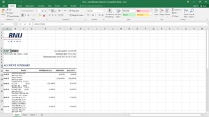 TIMOR-LESTE BNU BANK STATEMENT, EXCEL AND PDF TEMPLATE