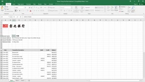 TAIWAN CHANG HWA BANK STATEMENT, EXCEL AND PDF TEMPLATE