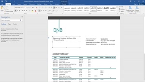 LITHUANIA (LITVA) DNB BANK STATEMENT TEMPLATE IN WORD AND PD