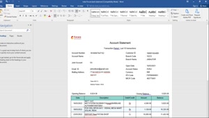 INDIA FINCARE BANK ACCOUNT STATEMENT, WORD AND PDF TEMPLATE