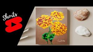 نقاشی اکرولیک زیبا و اسان گل های طلایی