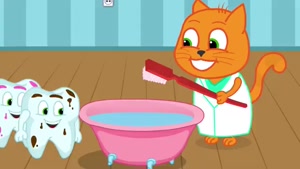 کارتون خارجی گربه های کنجکاو.این داستان حمام برای دندان ها