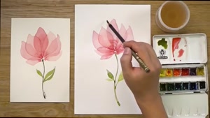 آموزش گام به گام نقاشی با آبرنگ گلبرگهای لایه ای