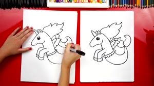 نقاشی به کودکان "اسب رویایی و زیبا" 