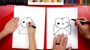 آموزش نقاشی کودکان "قلب و پاکت نامه" 