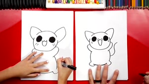 آموزش نقاشی کودکان "گربه ناز و کوچک" 