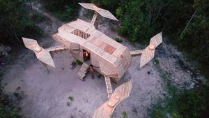 نحوه ساخت خانه مدرن بامبو با طرح هلیکوپتر