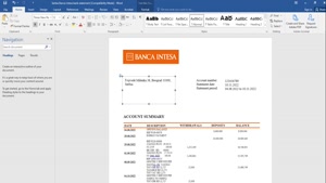 FAKE SERBIA BANCA INTESA BANK STATEMENT TEMPLATE