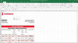 BAHAMAS SCOTIABANK BANK STATEMENT TEMPLATE IN EXCEL AND PDF 