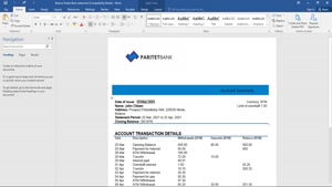 BELARUS PARITET BANK STATEMENT TEMPLATE IN WORD AND PDF FORM