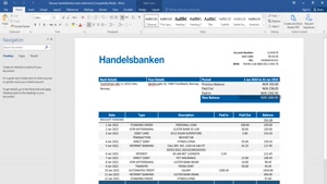 FAKE NORWAY HANDELSBANK BANK STATEMENT TEMPLATE 