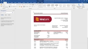 FAKE PAPUA NEW GUINEA KINA SECURITIES LIMITES BANK STATEMENT