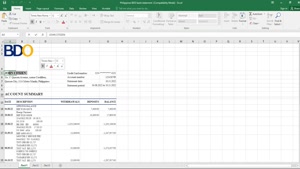 PHILIPPINES BDO BANK STATEMENT EXCEL AND PDF TEMPLATE