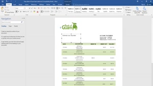 FAKE PALAU BANK OF GUAM BANK STATEMENT TEMPLATE 