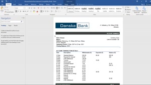 FAKE LITHUANIA (LITVA) DANSKE BANK STATEMENT TEMPLATE 
