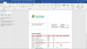 TRINIDAD AND TOBAGO FIRST CITIZENS BANK STATEMENT TEMPLATE 