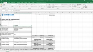 MALAYSIA AFFIN BANK STATEMENT EXCEL AND PDF TEMPLATE